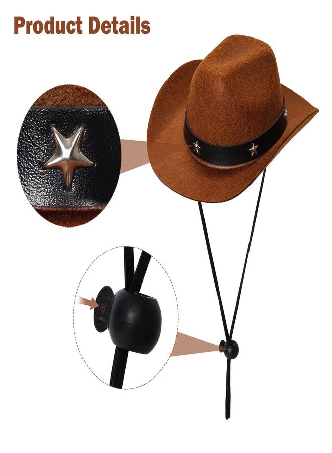 Fumwase Pet Cowboy Costume Halloween Costumes for Dogs Cat Puppy Hats with Bandana Scarf Cowboy Costume Accessories Dog Cat for Party Festival and Daily Wearing(Brown hat + Red, Small) - Image 5